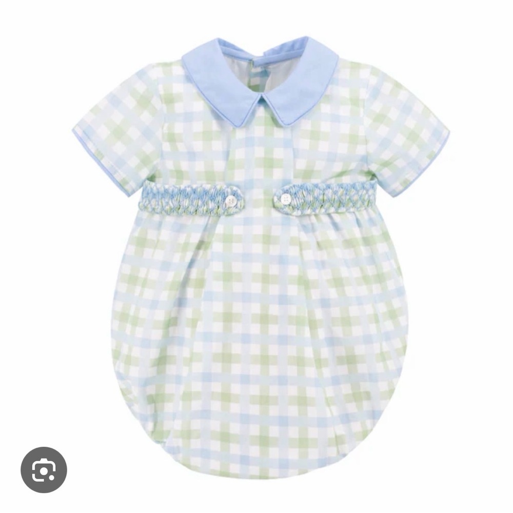 Dondolo NWT 18month bubble Blue & Green Gingham Baby One-Piece Romper